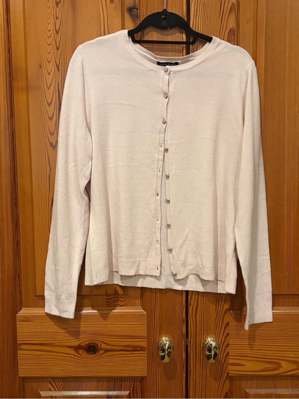 New York & Company Light Pink Button-Front Cardigan